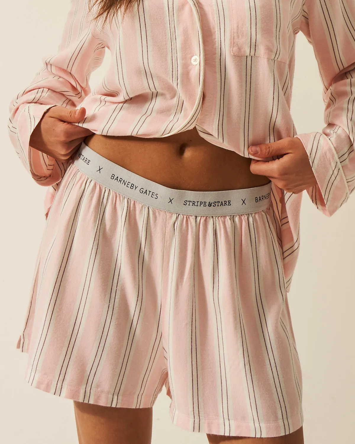 Soft Brushed Woven Pyjama Shorts - Barneby Gates Pink