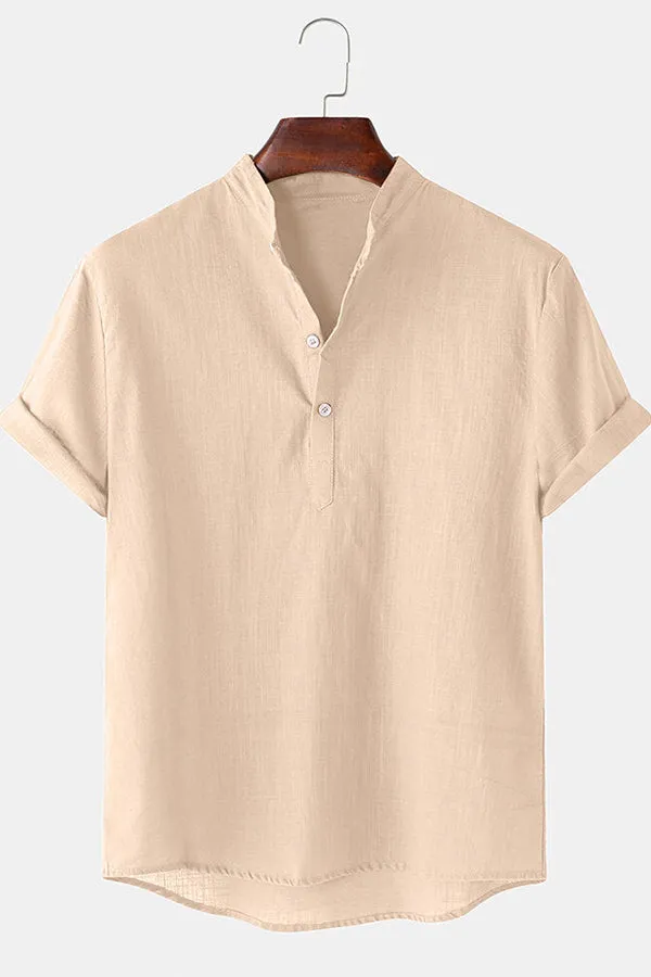 Solid Color Basic Henley Shirts
