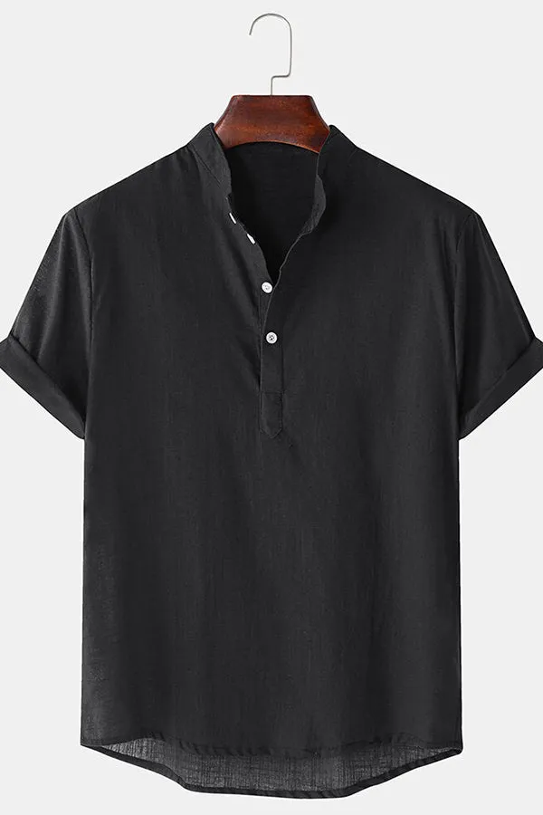 Solid Color Basic Henley Shirts