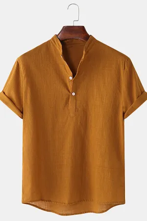 Solid Color Basic Henley Shirts