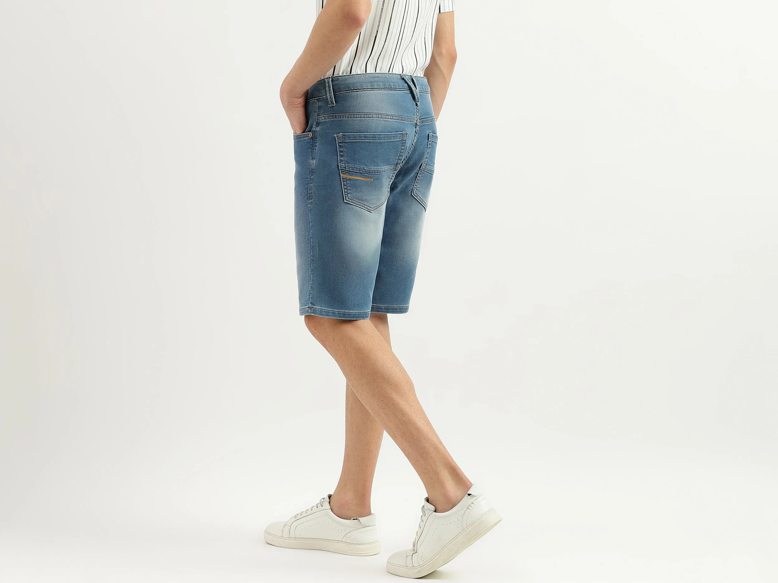 Solid Mid Rise Slim Fit Shorts