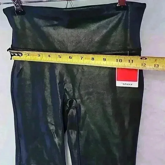Spanx Women's Faux Leather Bike Shorts Black Size Small Compression NWT