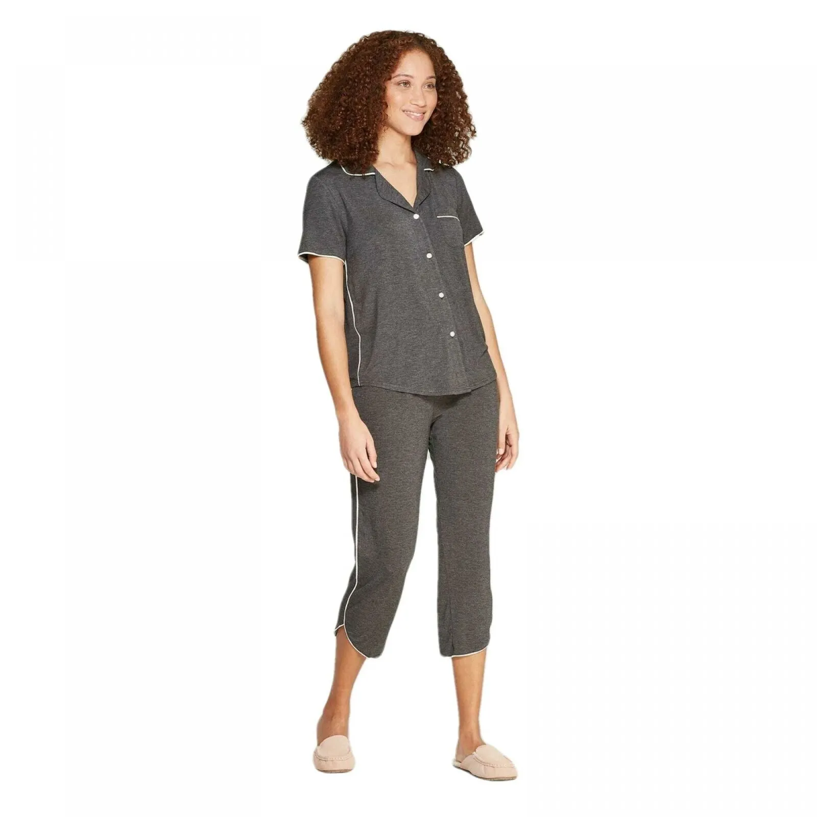 Stars Above Women's Beautifully Soft Crop Notch Collar Pajama Set
