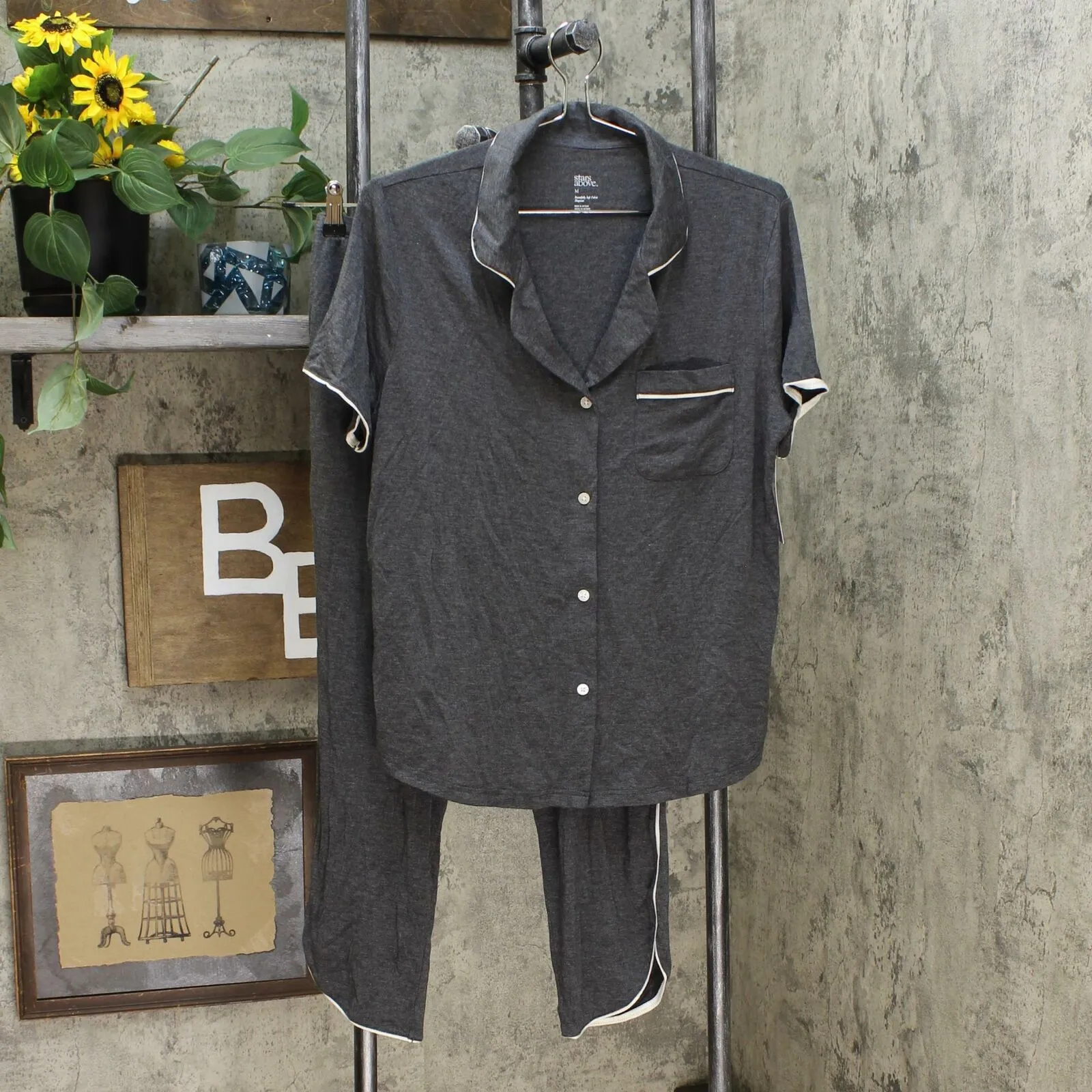 Stars Above Women's Beautifully Soft Crop Notch Collar Pajama Set
