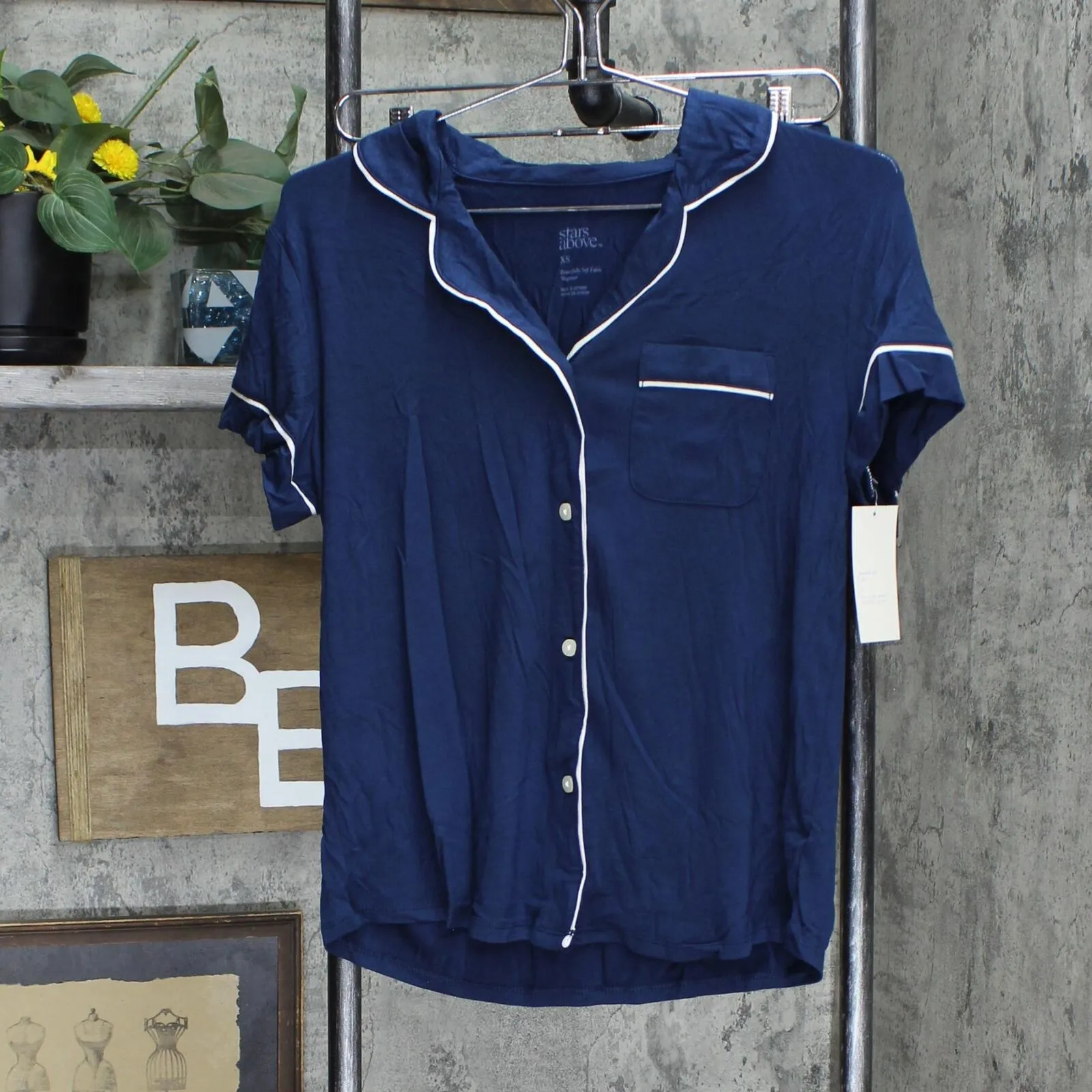 Stars Above Women's Beautifully Soft Notch Collar Pajama Set Blue XS