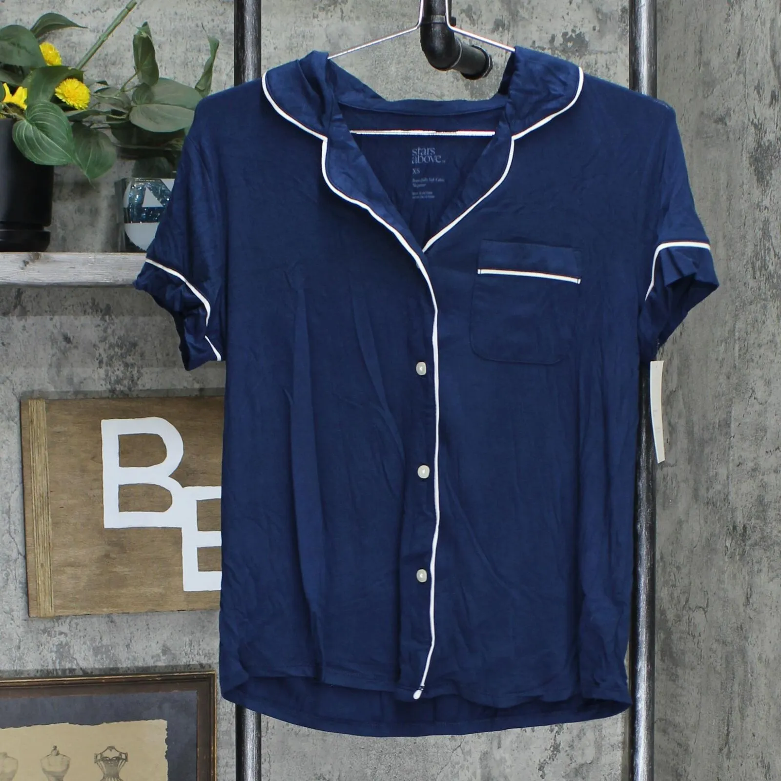 Stars Above Women's Beautifully Soft Notch Collar Pajama Set Blue XS