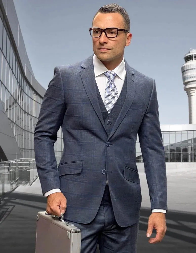 Statement Men's 3-Piece Modern Fit Suit – 100% Wool with Stylish Fashion Pattern