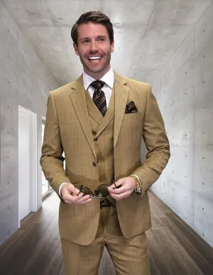 Statement Men's Outlet 2-Piece Big & Tall 100% Wool Fashion Suit – Modern Grid Design