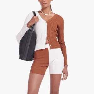 Staud Maki Rib-Knit Colorblock Bike Shorts