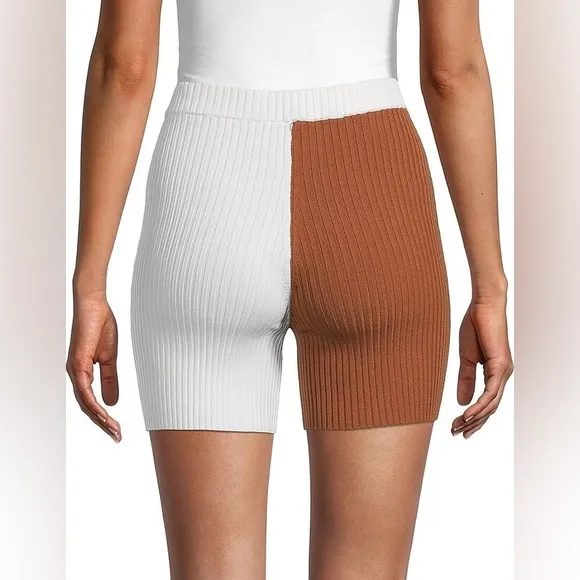 Staud Maki Rib-Knit Colorblock Bike Shorts