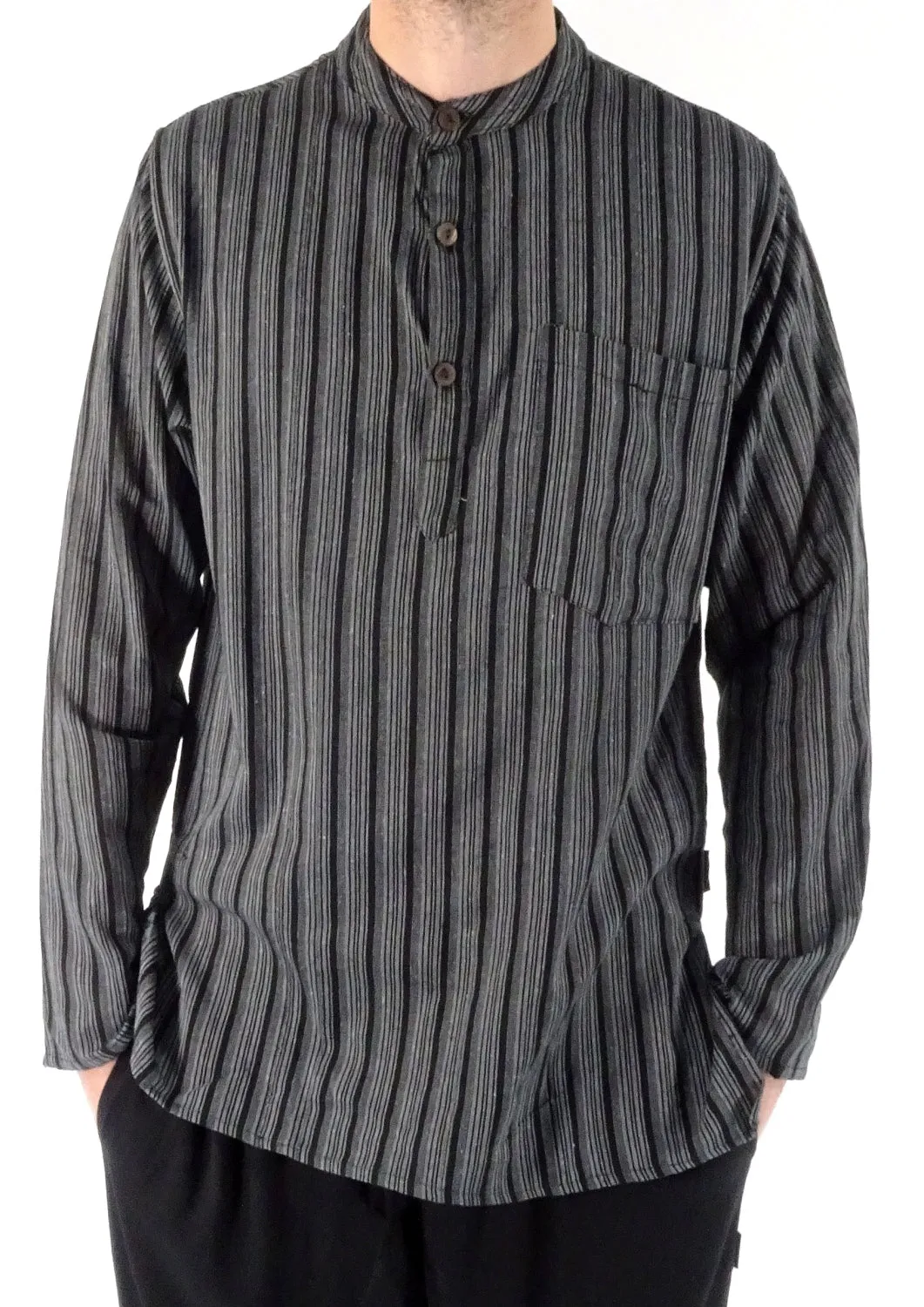 Stripe Cotton Three Button Shirt