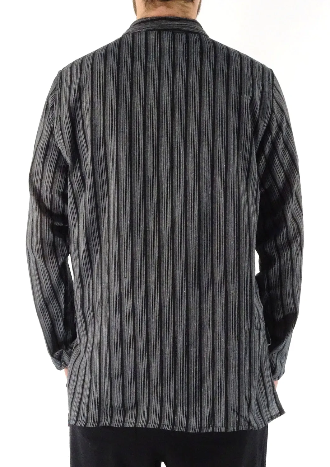 Stripe Cotton Three Button Shirt