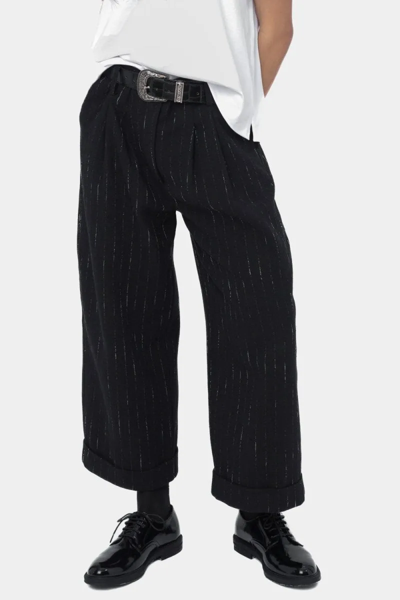 Striped Cuffed Slacks Pant