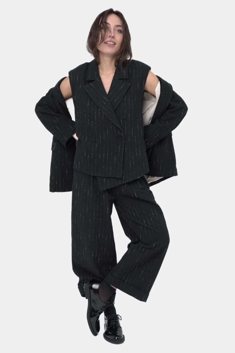 Striped Cuffed Slacks Pant
