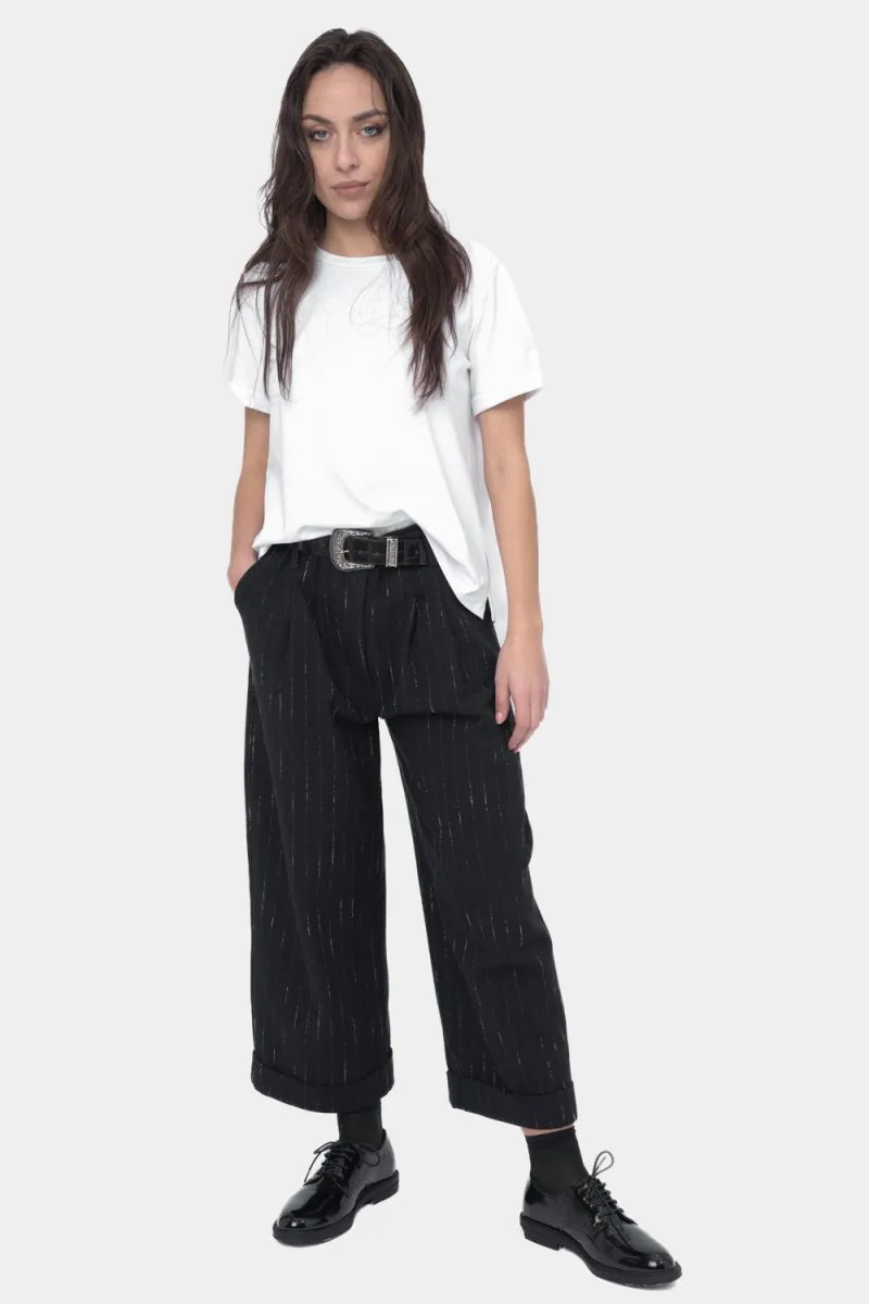 Striped Cuffed Slacks Pant
