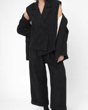 Striped Cuffed Slacks Pant
