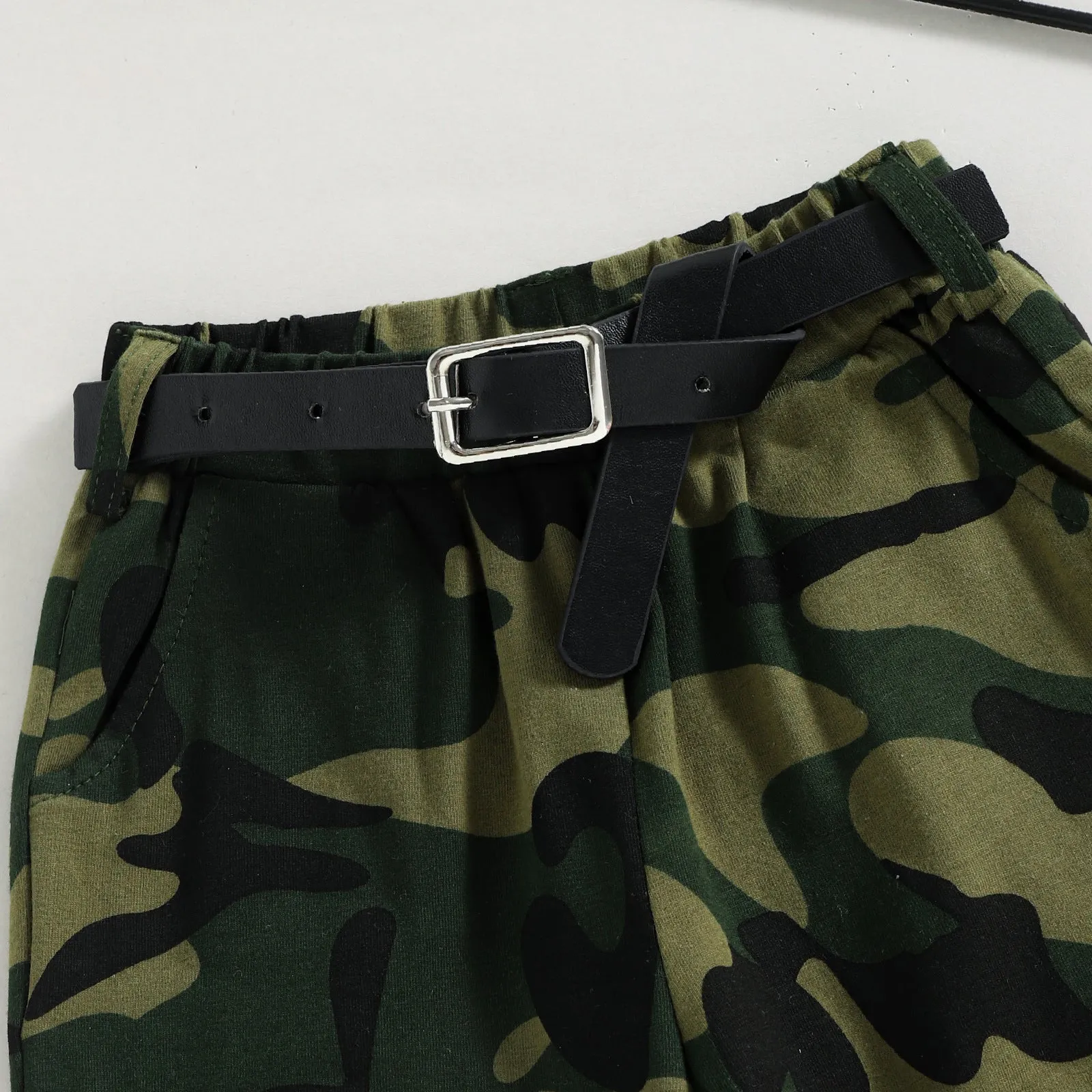 Summer military uniform suspender top camouflage trousers two-piece suit straight hair