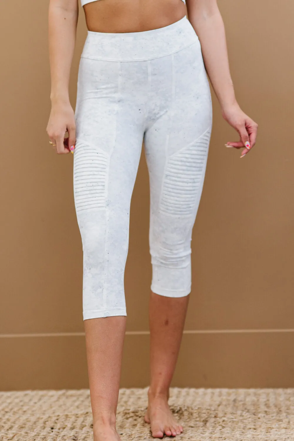 Sweat It Out Marble Print Moto Athletic Leggings