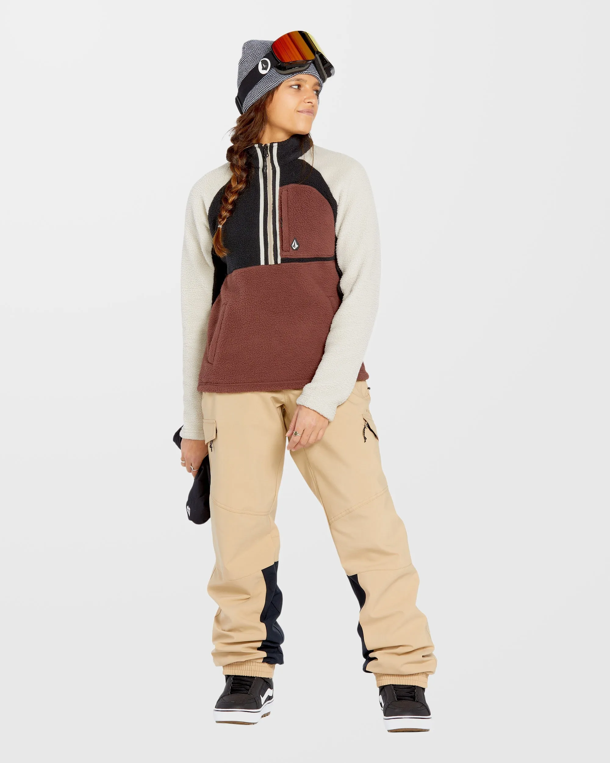 Sweat sherpa col zippé - Mahogany