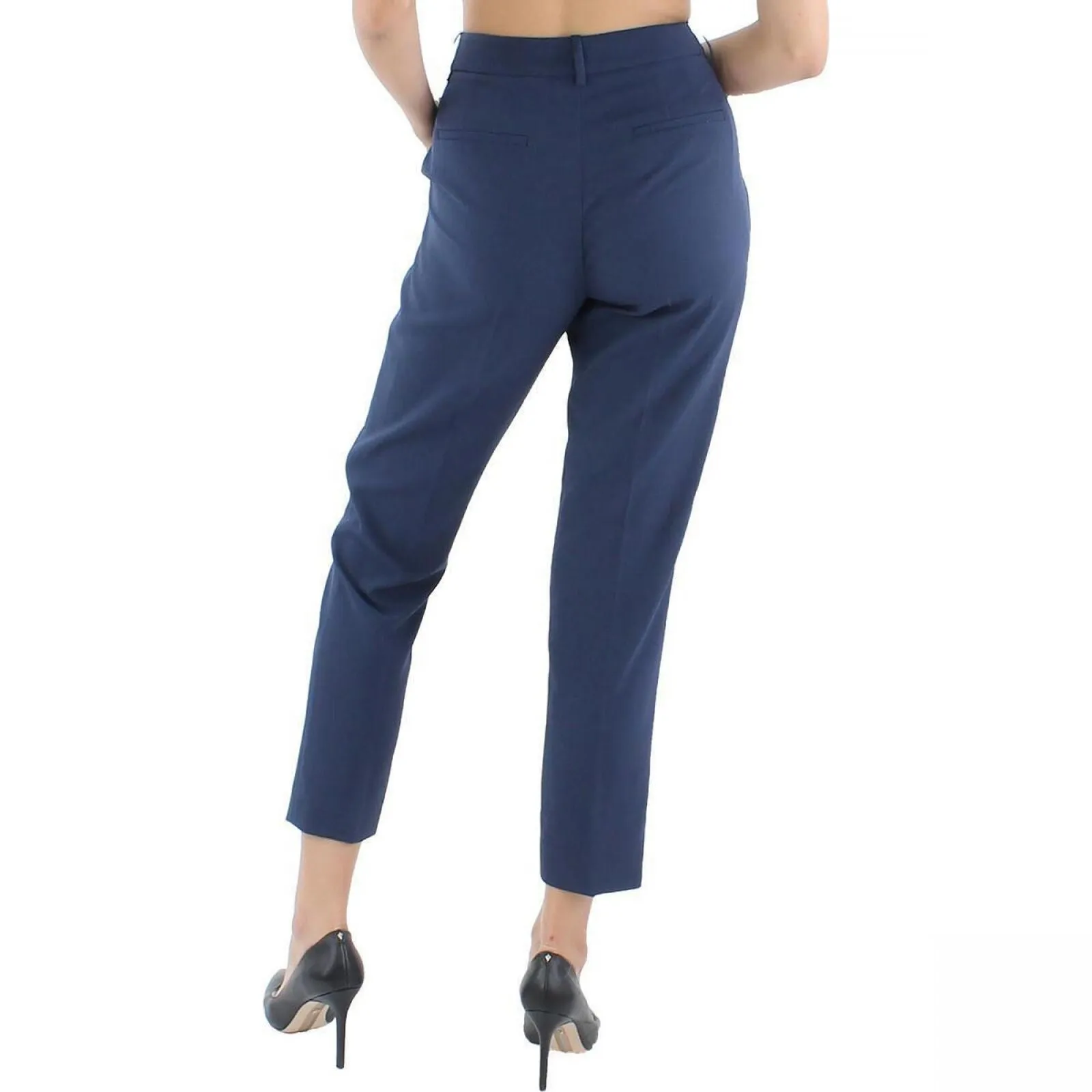 Tahari Asl Womens Crepe Flat Front Slacks Trouser Pants NAM922-TH Navy Blue 12