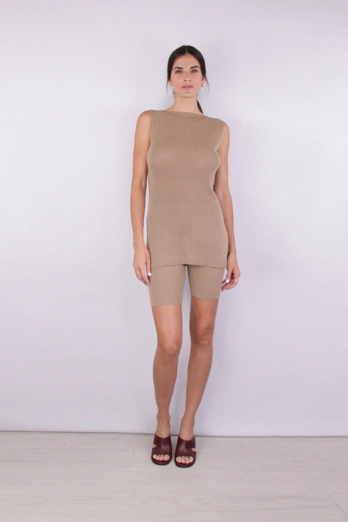 Teos Knit Bike Shorts in Oak