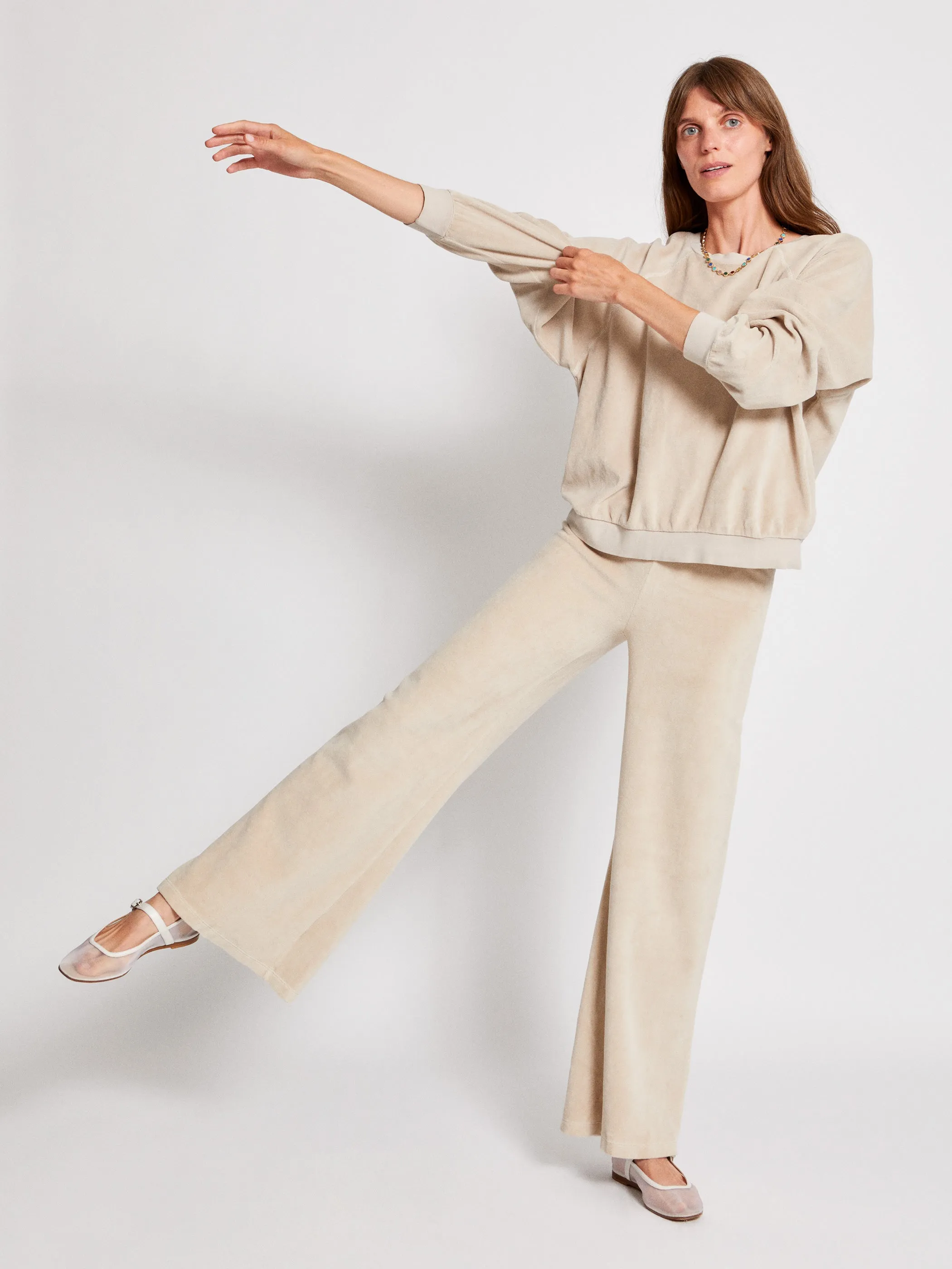The Lito Low Rise Flare Pants in Velour