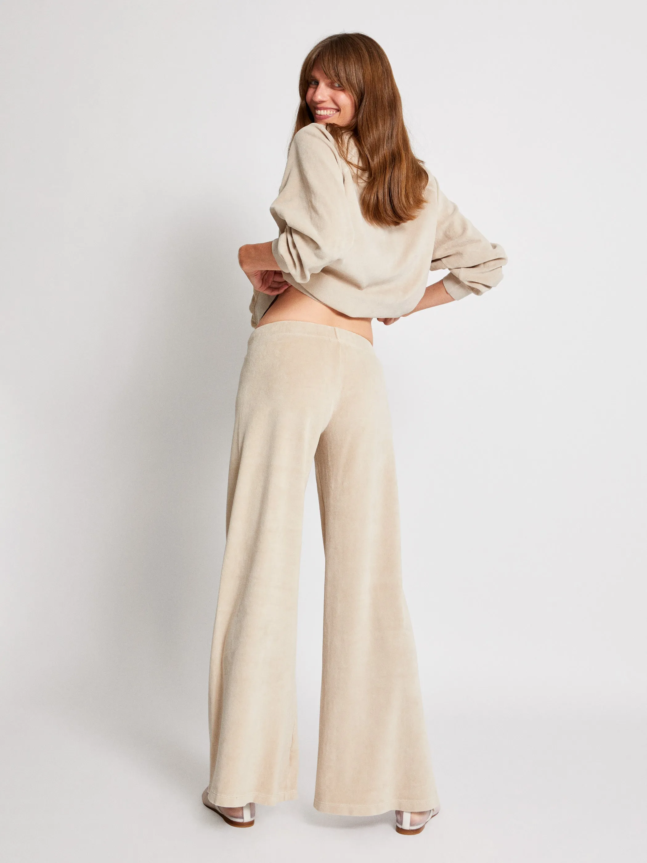 The Lito Low Rise Flare Pants in Velour
