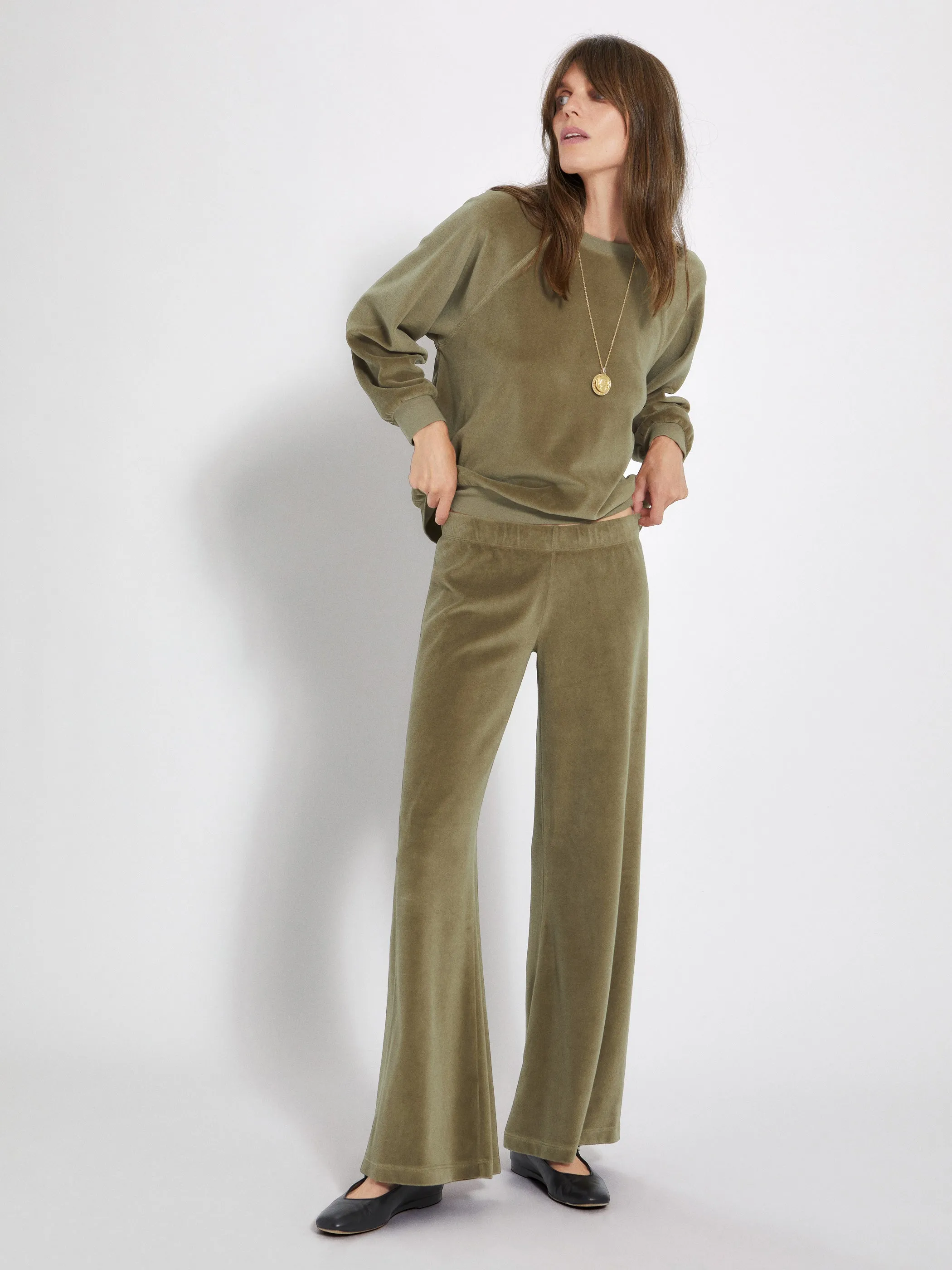 The Lito Low Rise Flare Pants in Velour