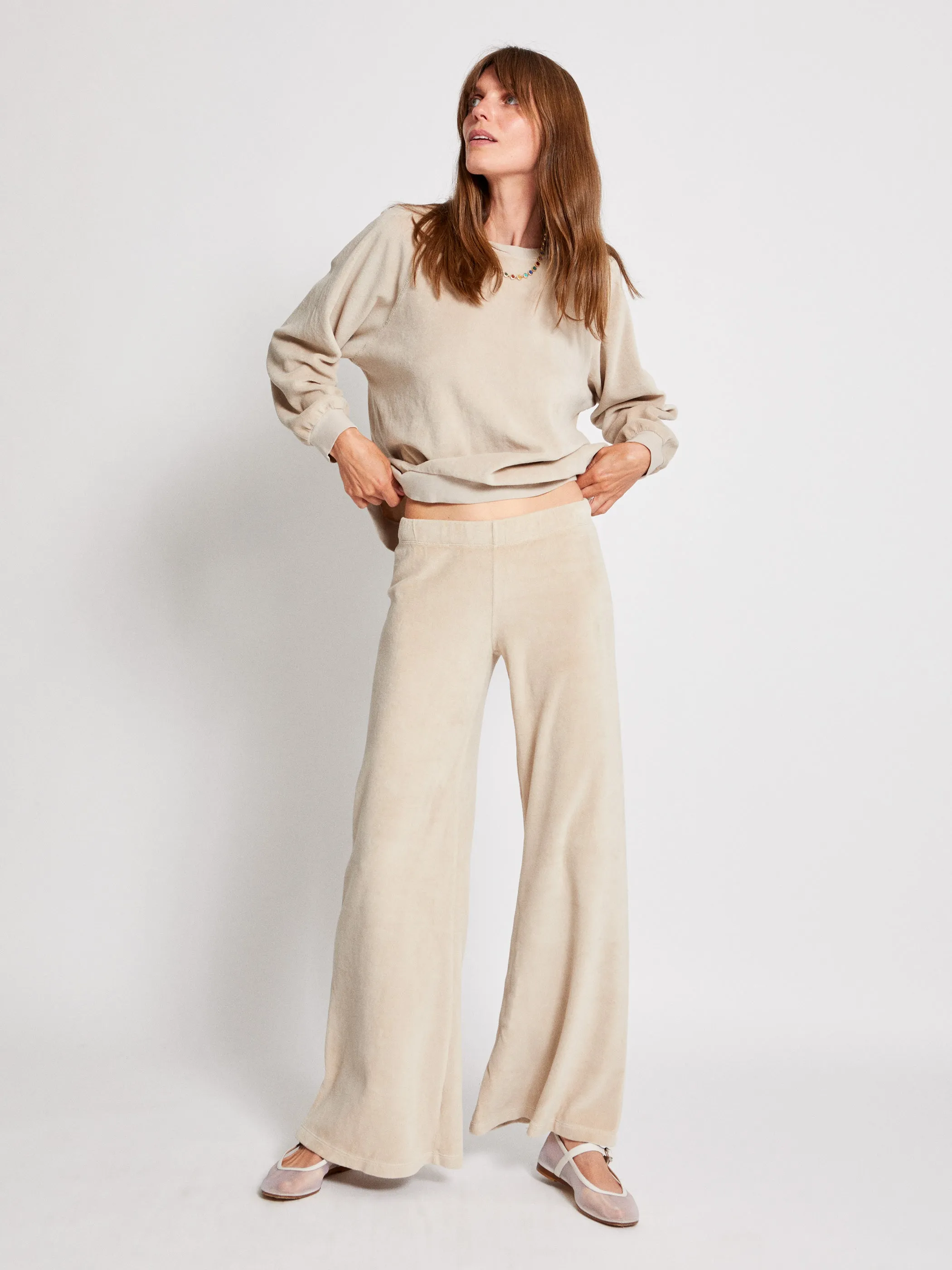 The Lito Low Rise Flare Pants in Velour