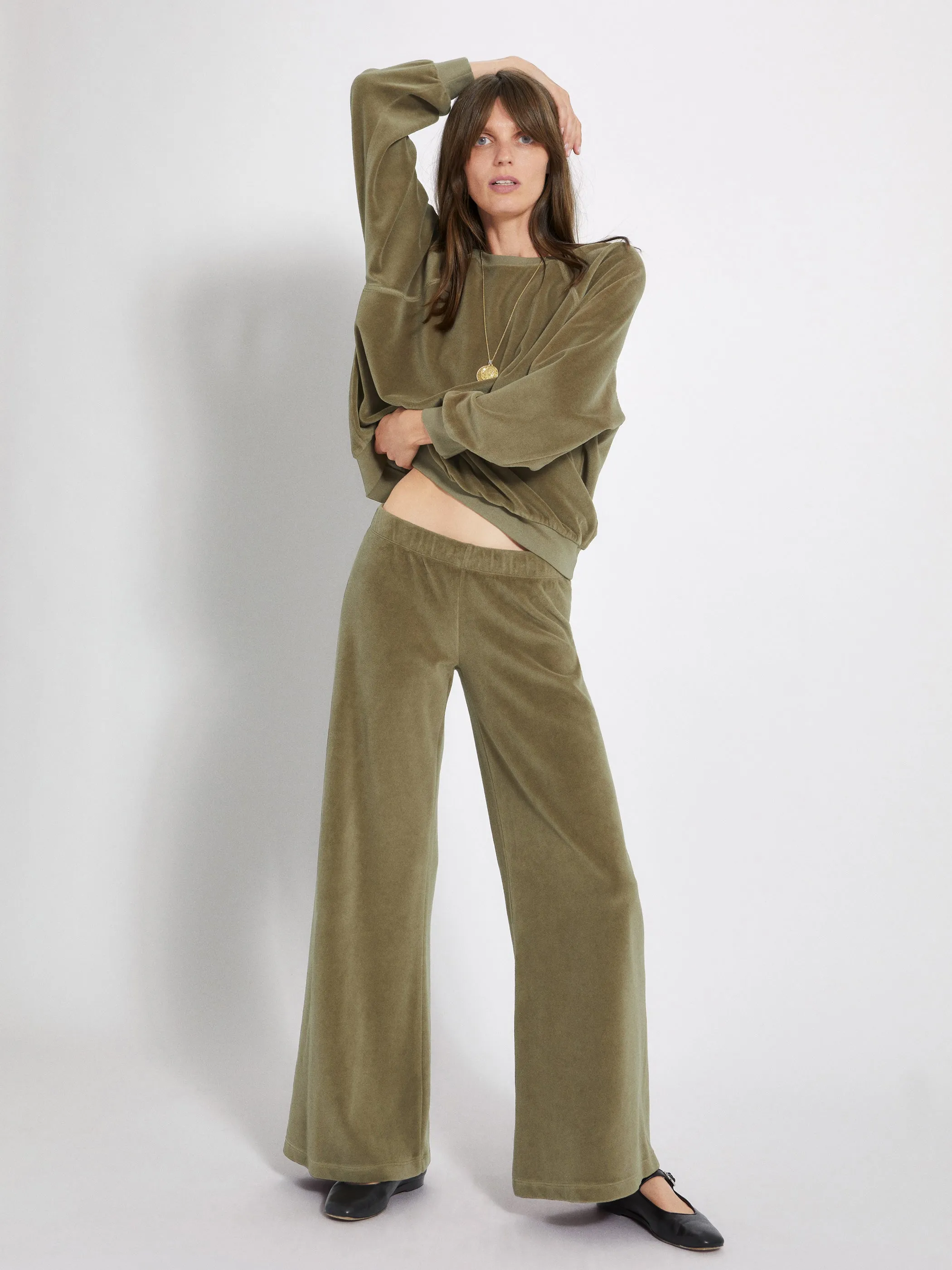 The Lito Low Rise Flare Pants in Velour