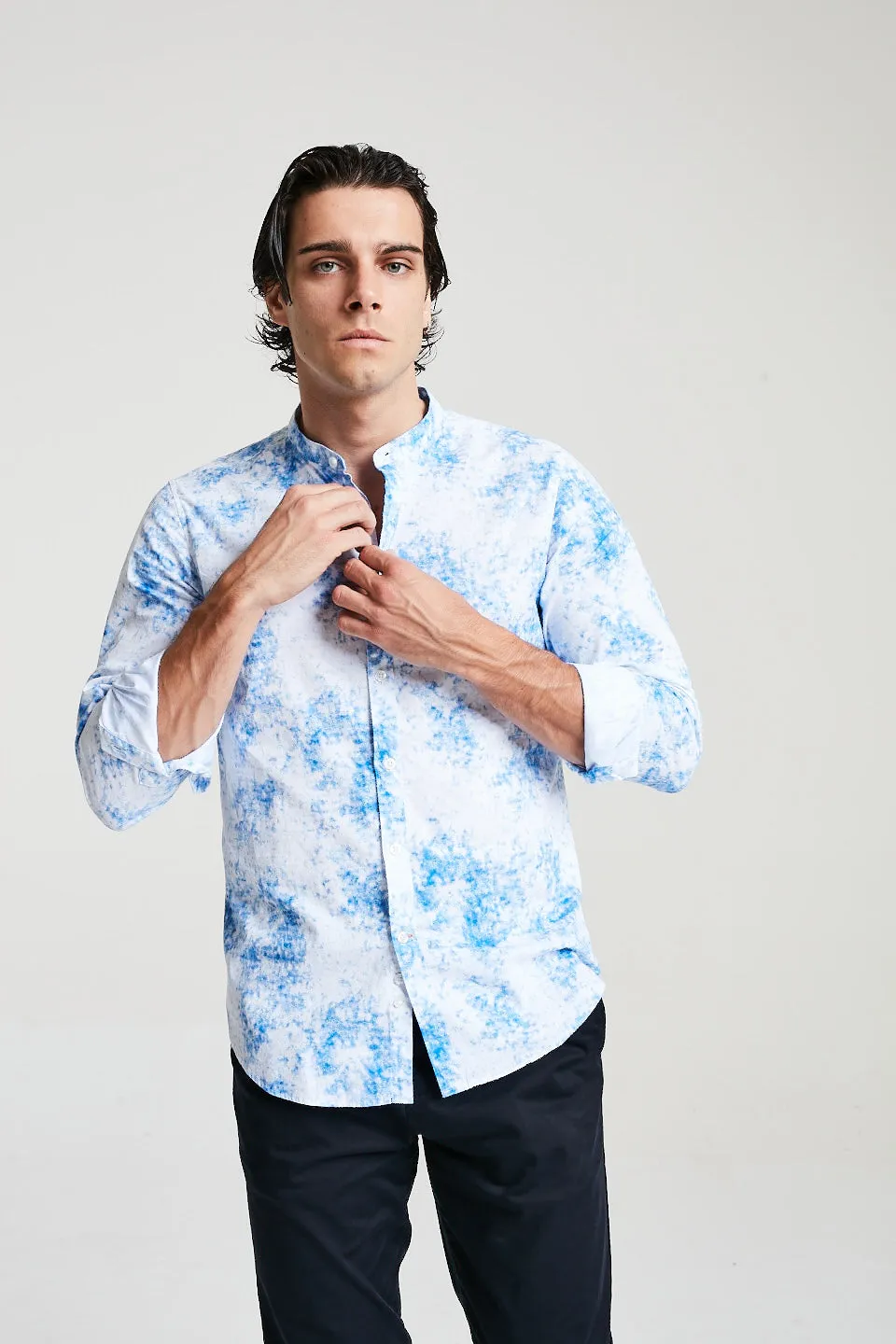 Tie Dye Shirt In Bright Blue