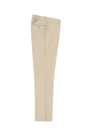 Tiglio Luxe Tan Flat Front, Pure Wool Modern Fit Dress Pants 2560 TIG1004