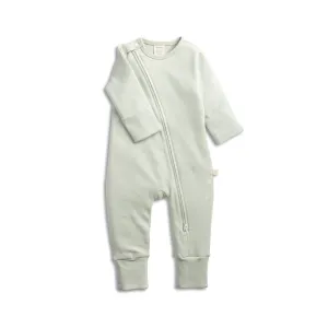 Tiny Twig L/S Zipsuit  Sage Stripes