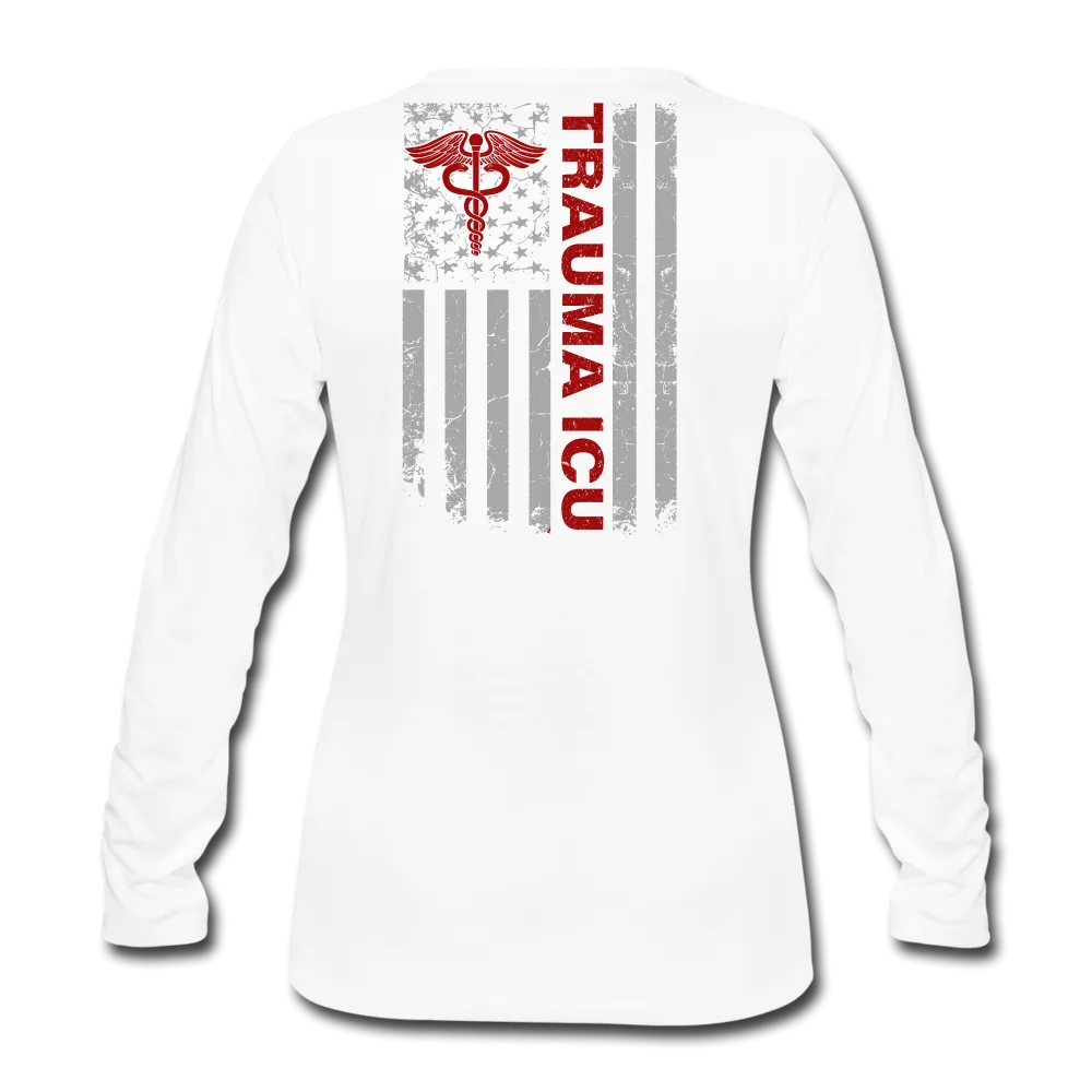 Trauma ICU Nurse Flag Women's Premium Long Sleeve T-Shirt 1