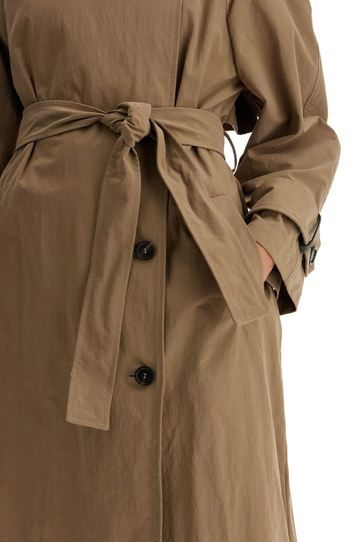 trench coat with shiny cuff details