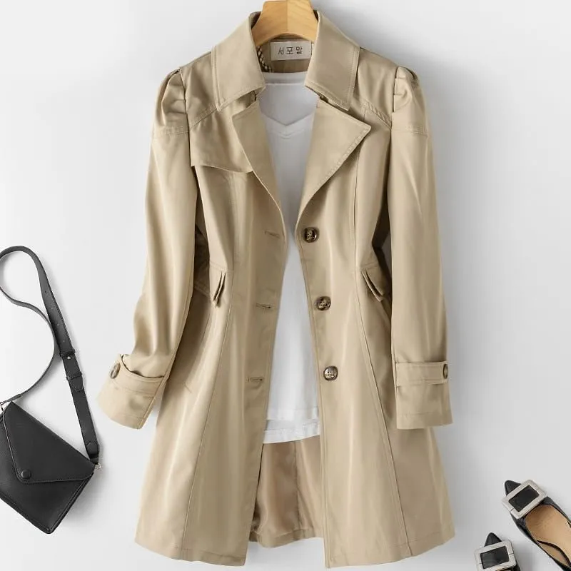 TrenchGuard™ | Women's Single-Breasted Trench Coat | Waterproof Fabric, Stylish Design & Adjustable Belt