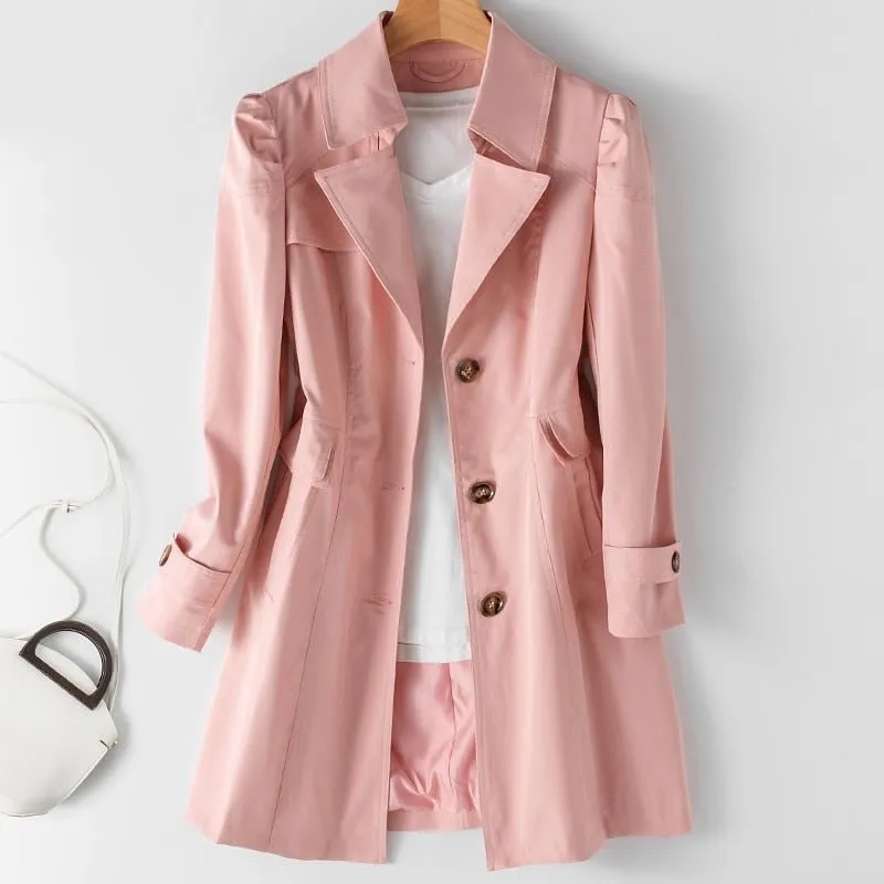 TrenchGuard™ | Women's Single-Breasted Trench Coat | Waterproof Fabric, Stylish Design & Adjustable Belt