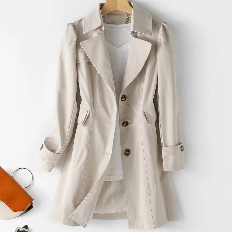 TrenchGuard™ | Women's Single-Breasted Trench Coat | Waterproof Fabric, Stylish Design & Adjustable Belt