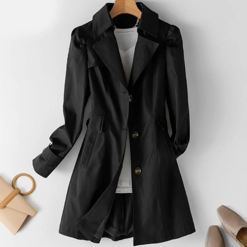 TrenchGuard™ | Women's Single-Breasted Trench Coat | Waterproof Fabric, Stylish Design & Adjustable Belt