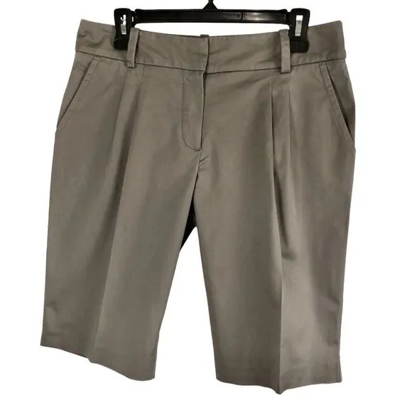 Trina Turk Womens Bermuda Shorts Pleated Front Grey Size 8