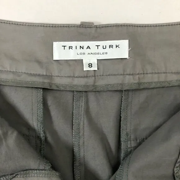 Trina Turk Womens Bermuda Shorts Pleated Front Grey Size 8