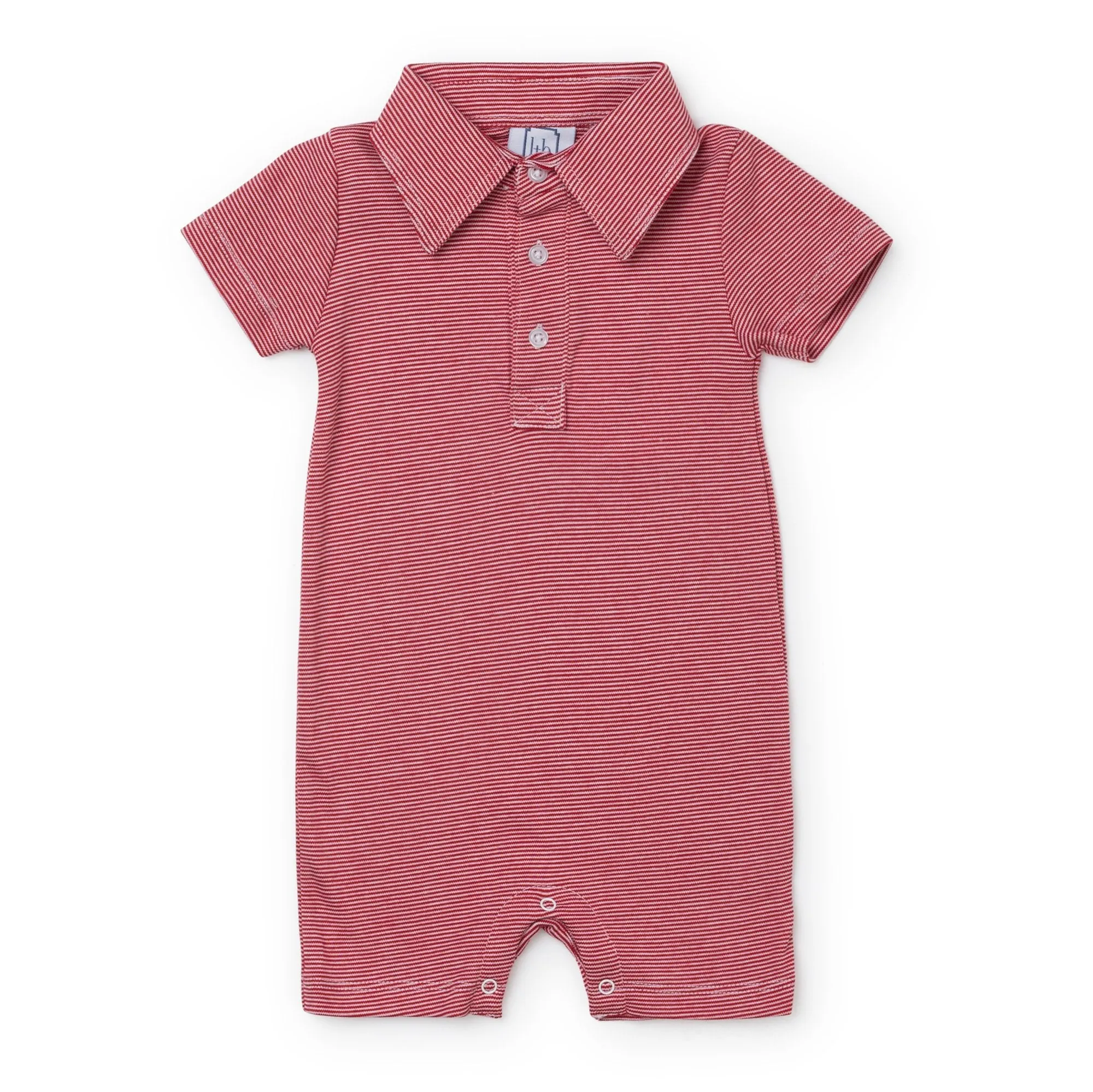 Tripp Boys' Pima Cotton Polo Shortall - Red Stripes