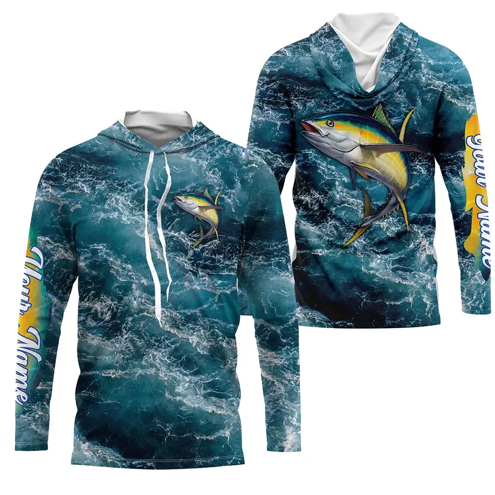 Tuna saltwater fishing custom blue sea wave fishing tournament shirt | Long sleeve, Long Sleeve Hooded NQS4887