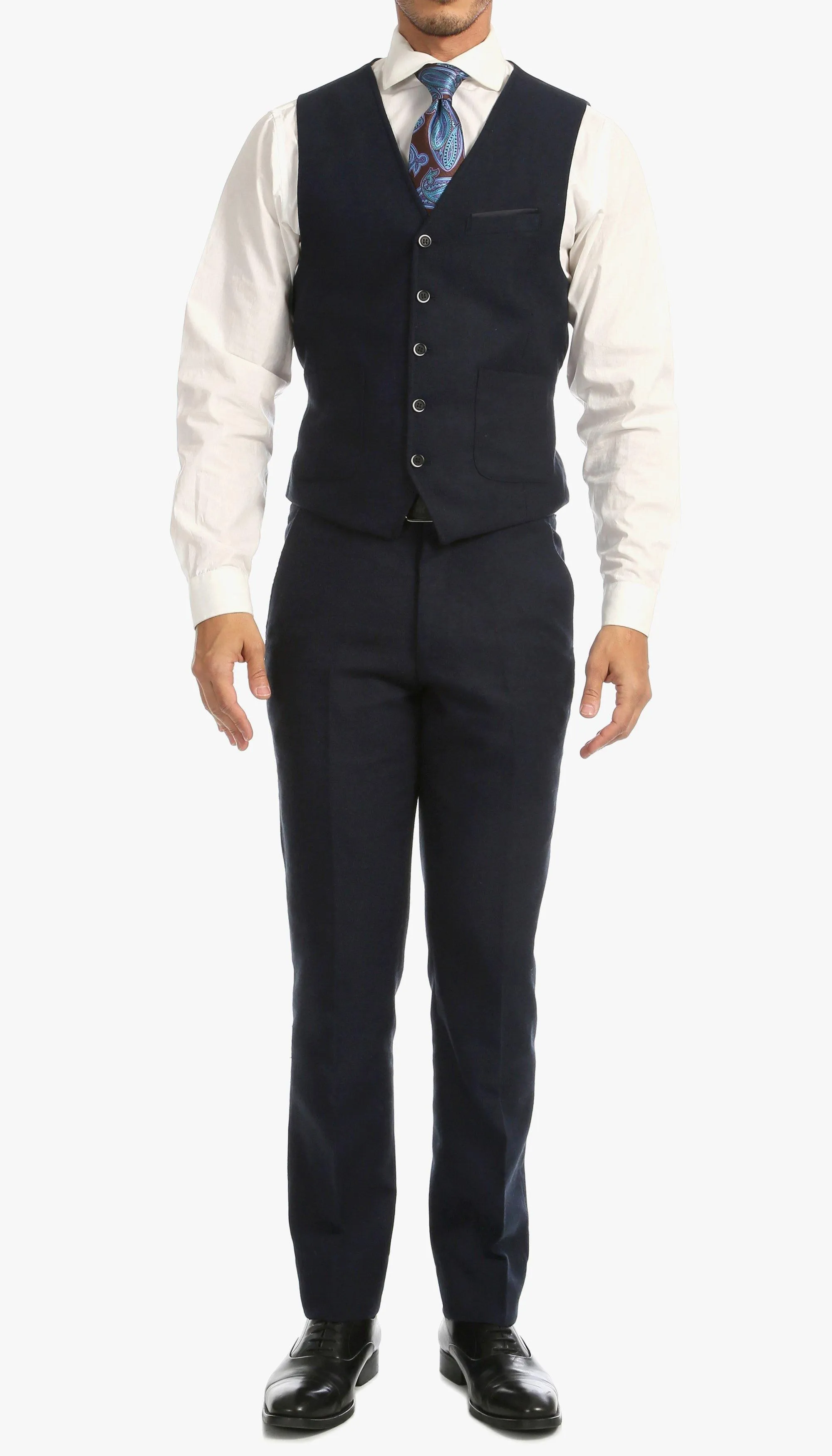 Tweed Men's Slim Fit 3 Piece Suit in Navy