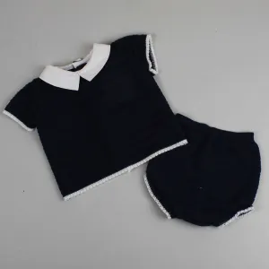Two Piece Navy Knitted Outfit - Pex Hugo