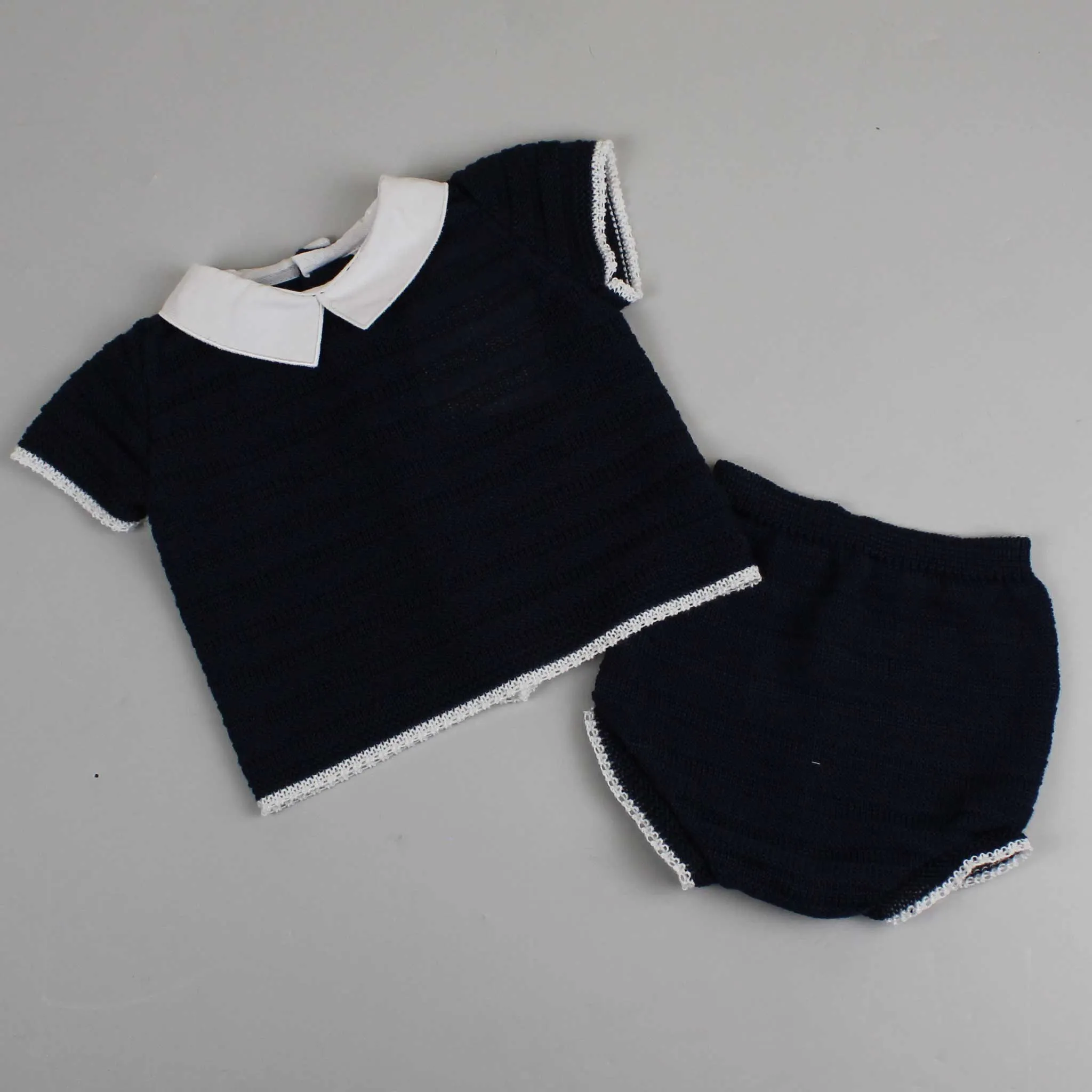 Two Piece Navy Knitted Outfit - Pex Hugo
