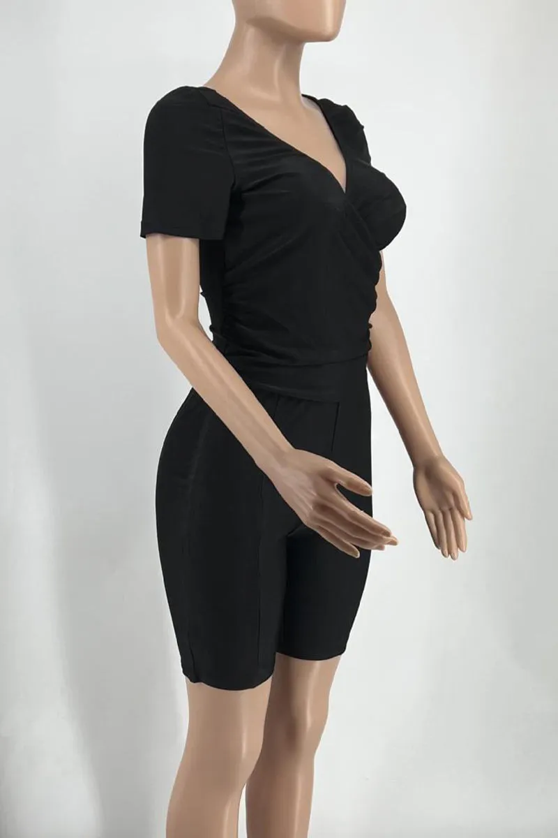 UL0423 V neck Tee and Shorts Set