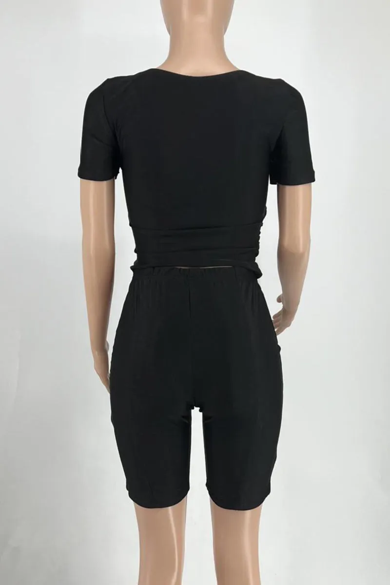 UL0423 V neck Tee and Shorts Set
