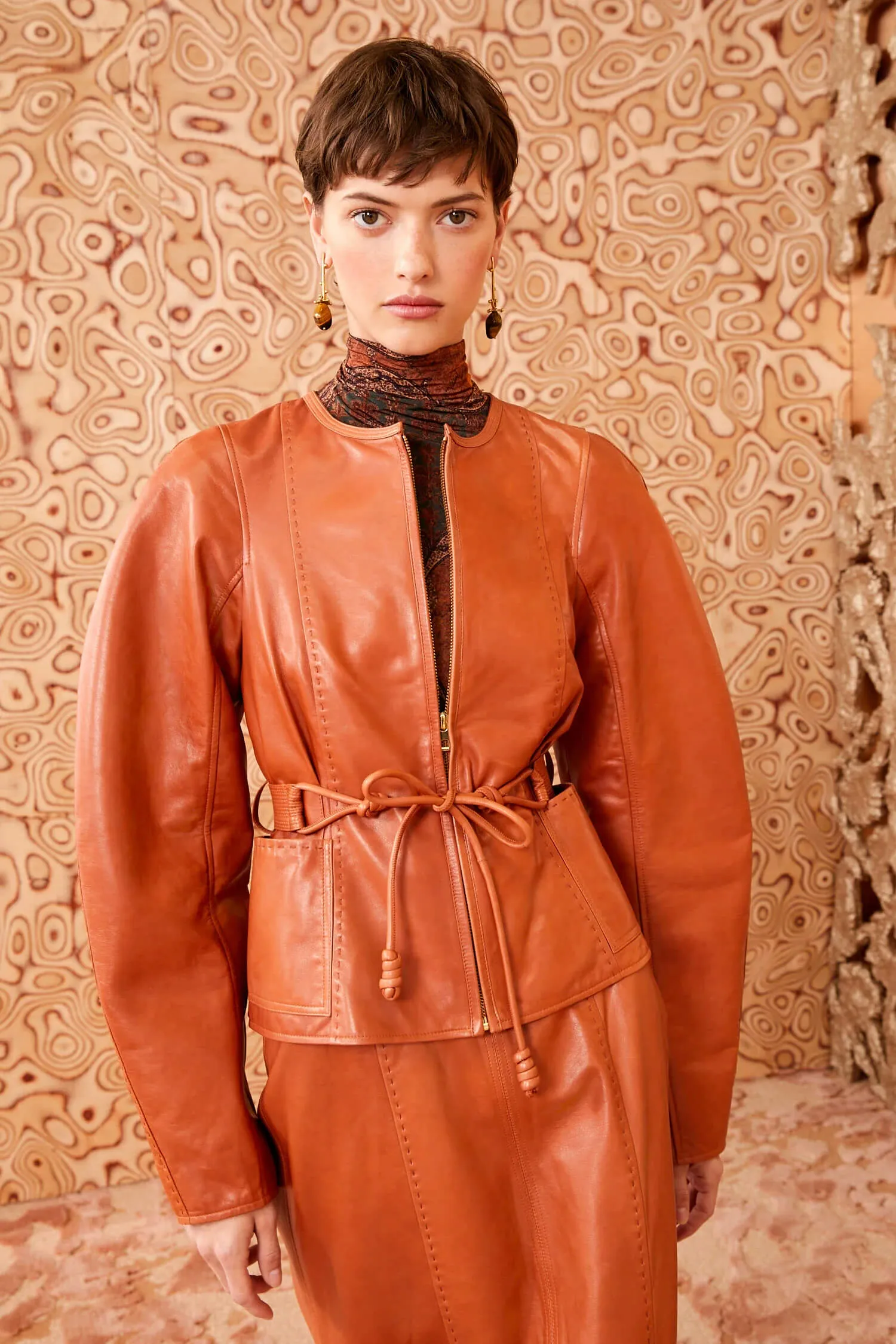 Ulla Johnson - Aidan Nappa Leather Jacket in Saddle Brown
