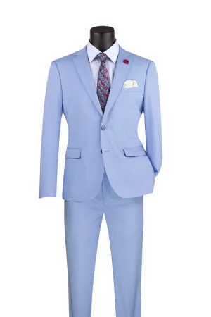 Ultra Slim Fit Stretch Wool Feel Suit Light Blue USDX-1